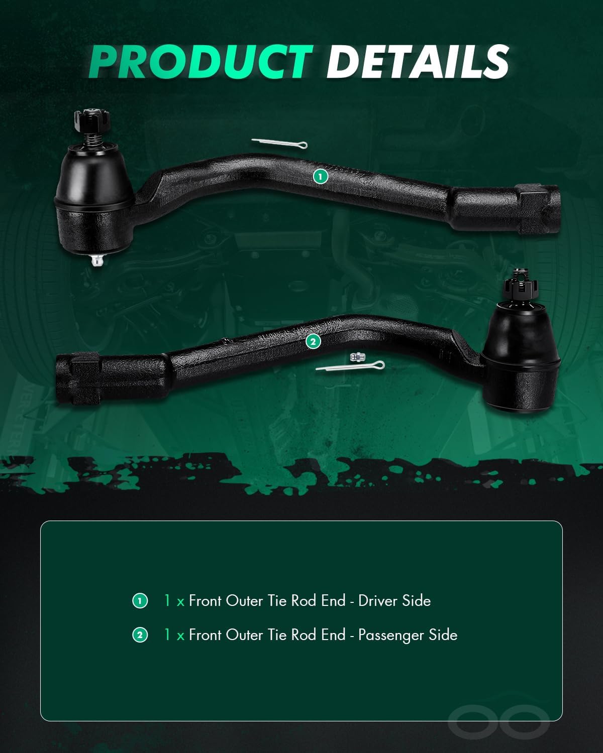 SCITOO ES800717 ES800718 Front Outer Tie Rod End fit 11-14 for Hyundai Sonata for Kia for Sportage 10-15 for Hyundai Tucson 11-15 for Kia Optima Suspension Pack of 2