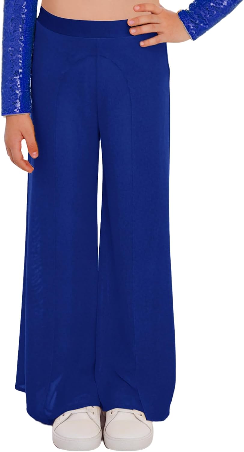 FEESHOW Kids Girls Lyrical Ballet Dance Pants Sheer Flowy Modern Contemporary Dance Trousers Performance Bottoms