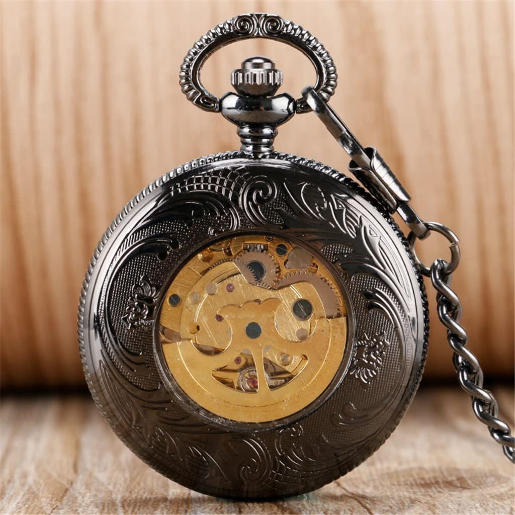 steampunk czaszka automatyczny mechaniczny prezent zegarek kieszonkowy łańcuch pamiątki zegarków męskich i damskich (Kolor: A, Rozmiar: 4,8 cm) (A 4,8 cm)
