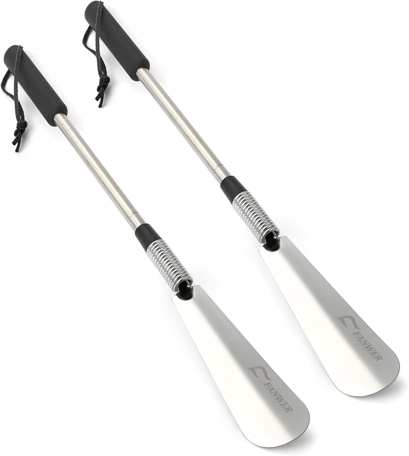 2pcs Metal Shoe Horns Long Handled, Telescopic Long Shoe Horns (16" to