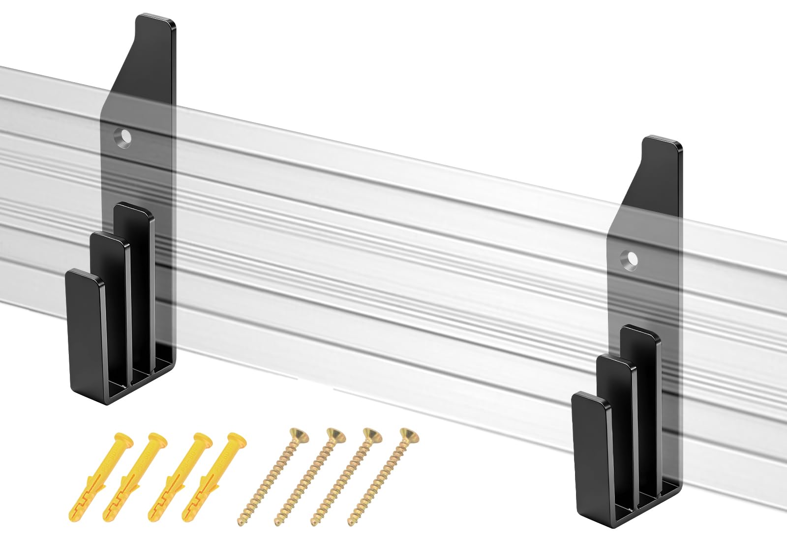 MWEDP 2 Pack Track Saw Guide Rails Holders, Track Mount Storage System Tracksaw Guide Rail Bracker Accessories Circular Saw Guide Hooks - Accommodates