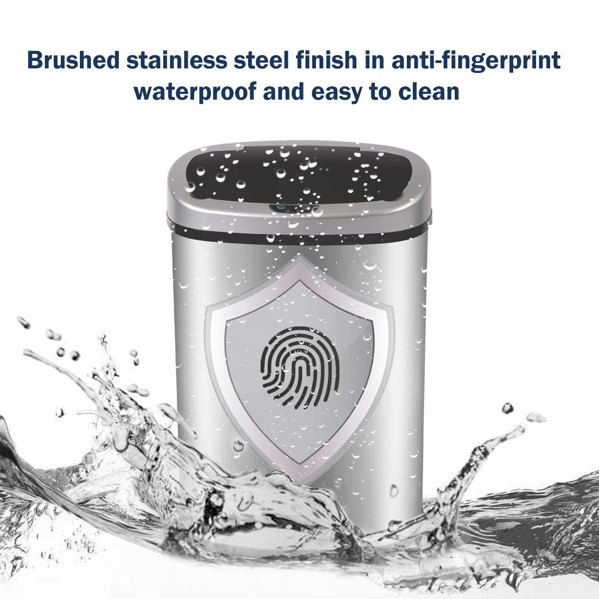 Kitchen Trash Can | Stainless Steel 13 Gallon Trash Can | 50L Touch Free Garbage Can with Lid | Electronic Motion Sensor Trash Bin for Bathroom Kitchen Office, Silver (Sliver)