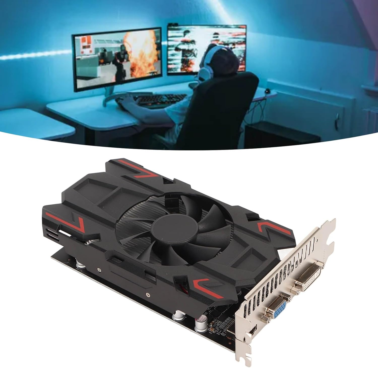 DDR5 Graphics Card, 4GB HD6770 128bit DDR5 DisplayPort, PCIE 2.0 Support HD Multimedia Interface DVI VGA with Cooling Fan for Gaming Desktop PC (HD6770 4GB DDR5)