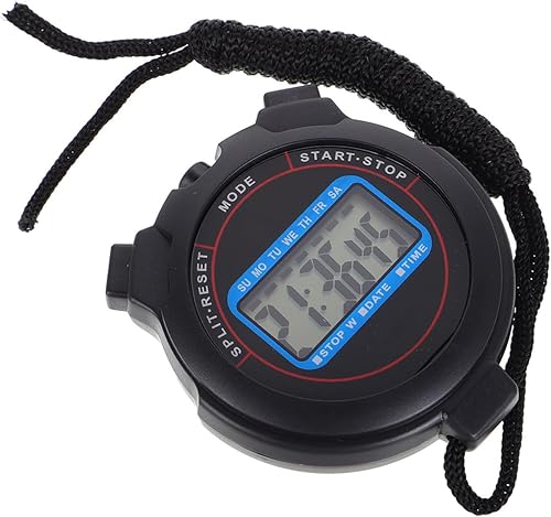Cronómetro digital multifunción con alarma de fecha, temporizador de precisión para deportes, natación, entrenamiento, fitness, cronómetro negro