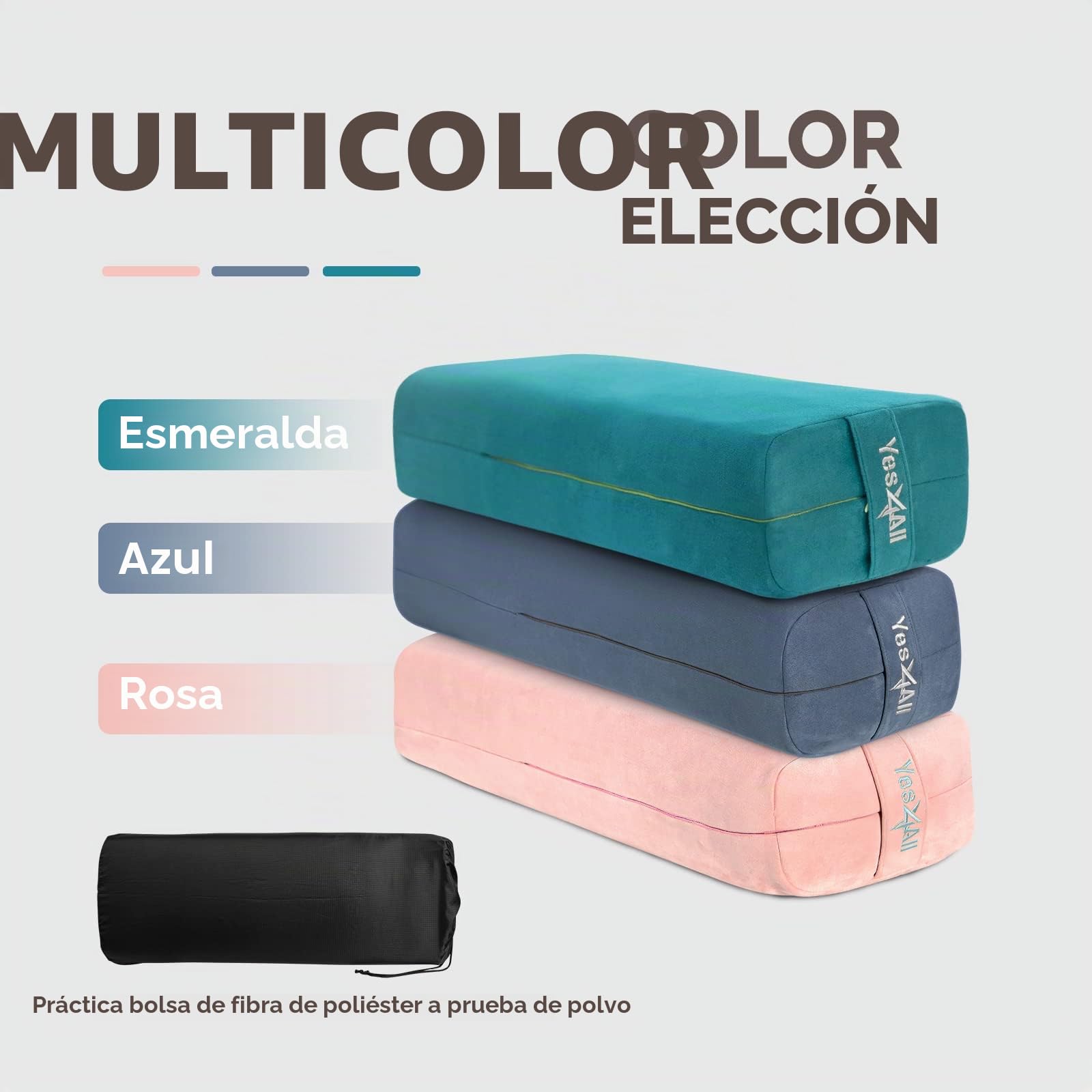 Yes4All Almohada de esponja de triple capa para yoga, almohada de refuerzo con espuma viscoelástica que proporciona una base para el viaje a la paz interior