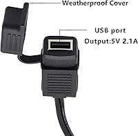 Vista 8 de GELRHONR SAE - Cable de conexión rápida a USB para motocicleta, puerto USB de 5 V 2.1 A, enchufe de alimentación con cubierta impermeable