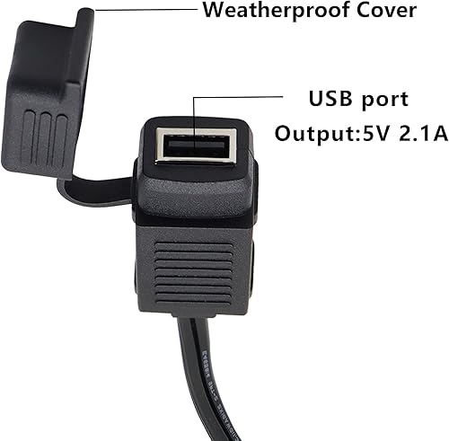 Miniatura 8 de GELRHONR SAE - Cable de conexión rápida a USB para motocicleta, puerto USB de 5 V 2.1 A, enchufe de alimentación con cubierta impermeable,