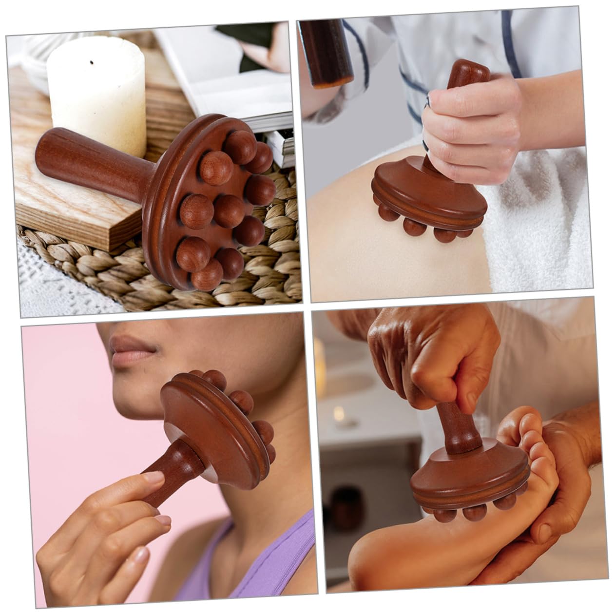 SHERCHPRY 2 Series Masaje De Madera Herramienta De Masaje Manual Muscular De Acupuntura Compacto Y Portátil Espalda Y Cuerpo 2 Piezas*2