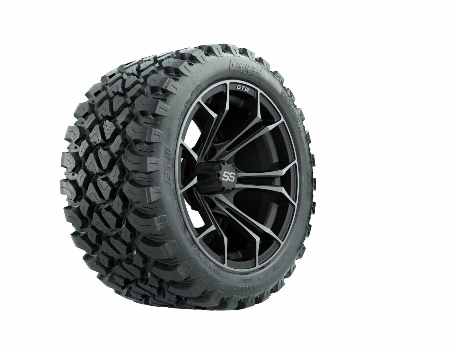 GTW 14 Inch Golf Cart Wheels and Tires Combo | Matte Gray Spyder Wheels on 23x10-R14 Nomad All Terrain Radial Tires | Set of 4 (Matte Gray)