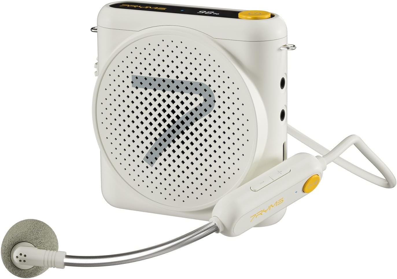 7RYMS WA1 Portable Voice Amplifier for Teachers with Wireless Microphone,Mini Speaker for Classroom,Speech,Training Outdoor,Speaker Megaphone with Noise Canceling, 164ft Range, 23H Working-White