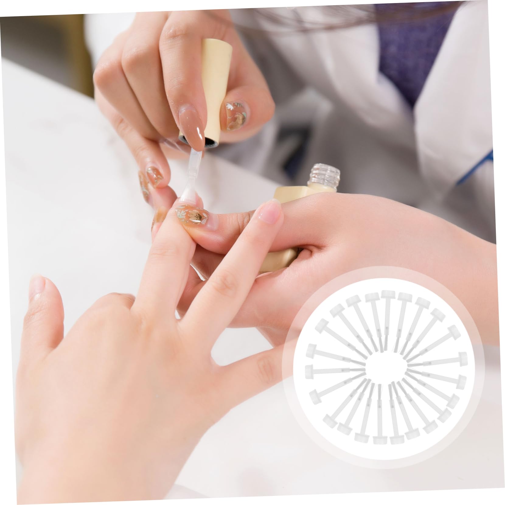 VICASKY Professional Nail Polish Brush Replacement 100pcs Dip Powder Nail Brush Set Soft Bristles for Easy Application