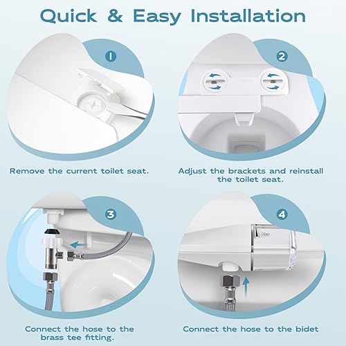 Miniatura 5 de Accesorio de bidé ultra delgado con doble boquilla para inodoro, accesorio de asiento de inodoro con controles de presión (lavado