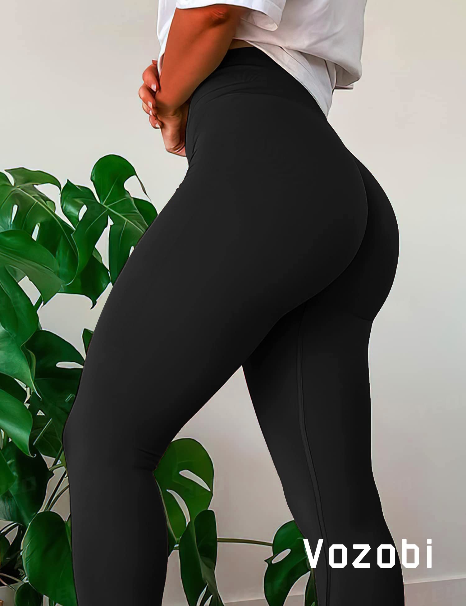 Vozobi Tiktok Trending Leggings Women's High Waist Smile Contour Booty Leggings Scrunch Butt Lift Workout Seamless Yoga Pants — view 6