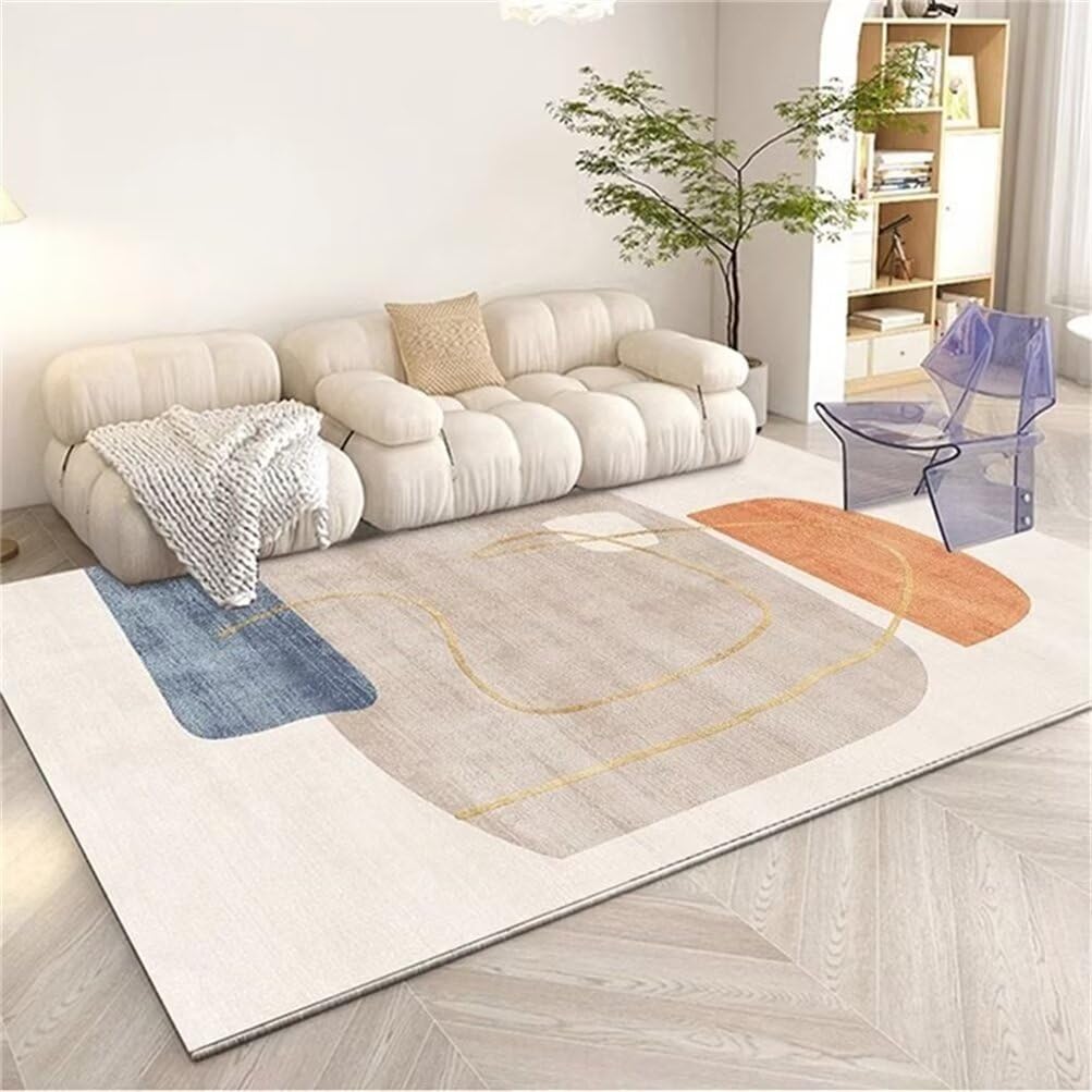 Tapis poil court beige 160x210 cm pour chambre enfant garçon au design minimaliste