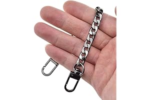 HAHIYO Mini Pochette Purse Chain Strap, 7mm Wide, 7.9 Inches Long, 2.6mm Thick, Shiny Black