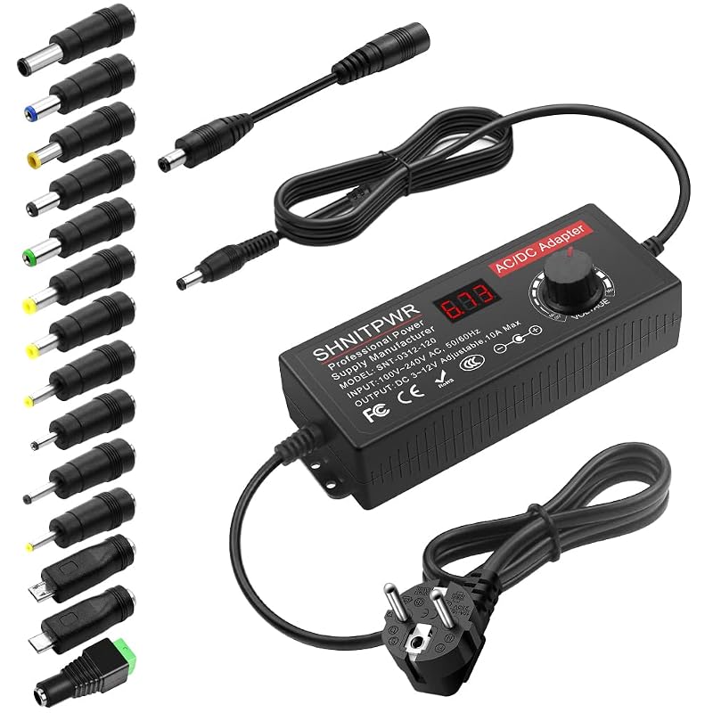 SHNITPWR alimentatore universale 3-12V, 120W — 14 connettori per non riacquistarne uno a dispositivo