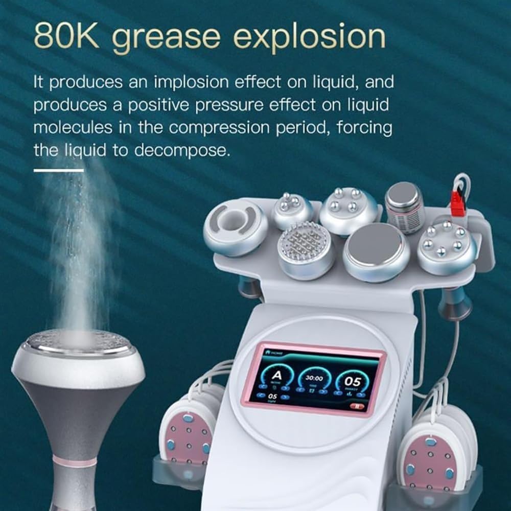 Generico Dispositivo di Bellezza 80k Macchina a cavitazione ultrasonica, 9 in 1 Radiofrequenza RF Rimozione del Grasso corporeo Fotoringiovanimento Macchina EMS Perdita di Peso Antirughe Modellamento
