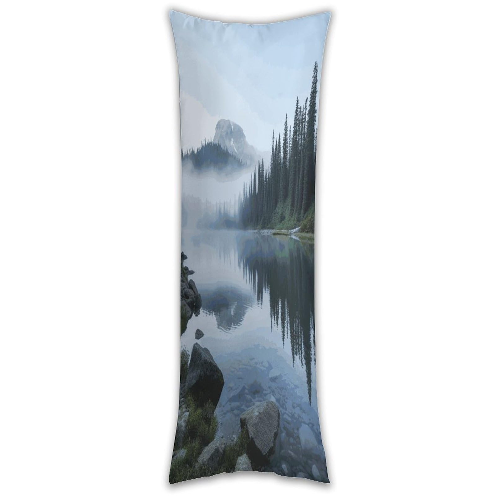Foggy Lake by Mount Rainier Pillow Case Breathable Absorb Sweat Long Pillowcover Exquisite Unique Pillow Protector for All Seasons Hot Sleepers Body Pillowcase