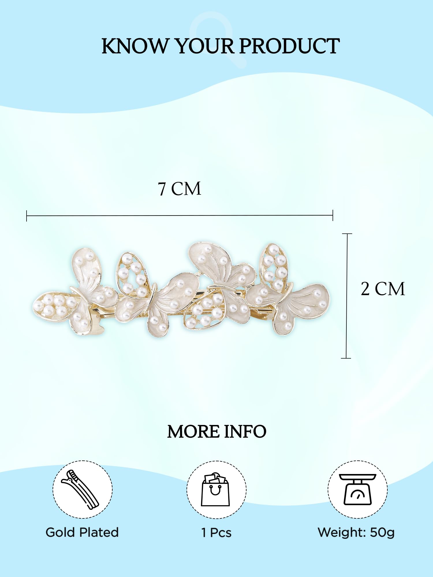 Women's Pearl Butterfly Hair Clip, Elegant Barrette Accessory