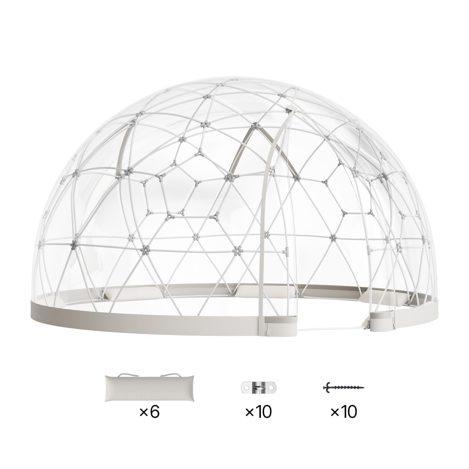 VEVOR Tenda a Cupola Igloo da Giardino Trasparente 2,9 x 1,7 m, Tenda Igloo da Giardino Trasparente per ca. 2-4 Persone con Finestre, per Esterni, Campeggio, Cortile, Feste, Eventi all'Aperto