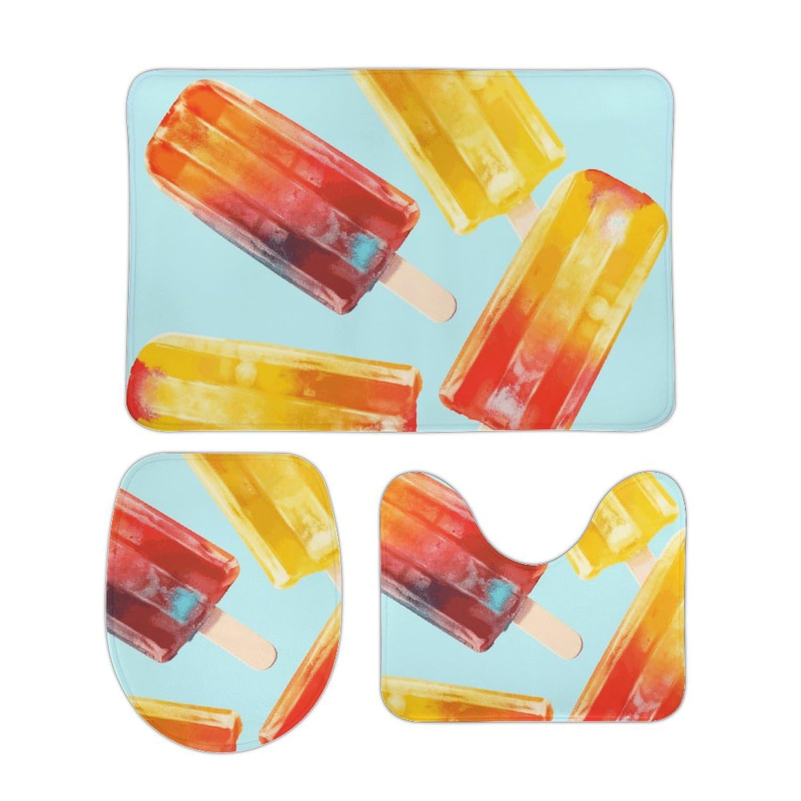 Tapis de bain antidérapant lot de 3 avec housse WC lavable en machine pour douche
