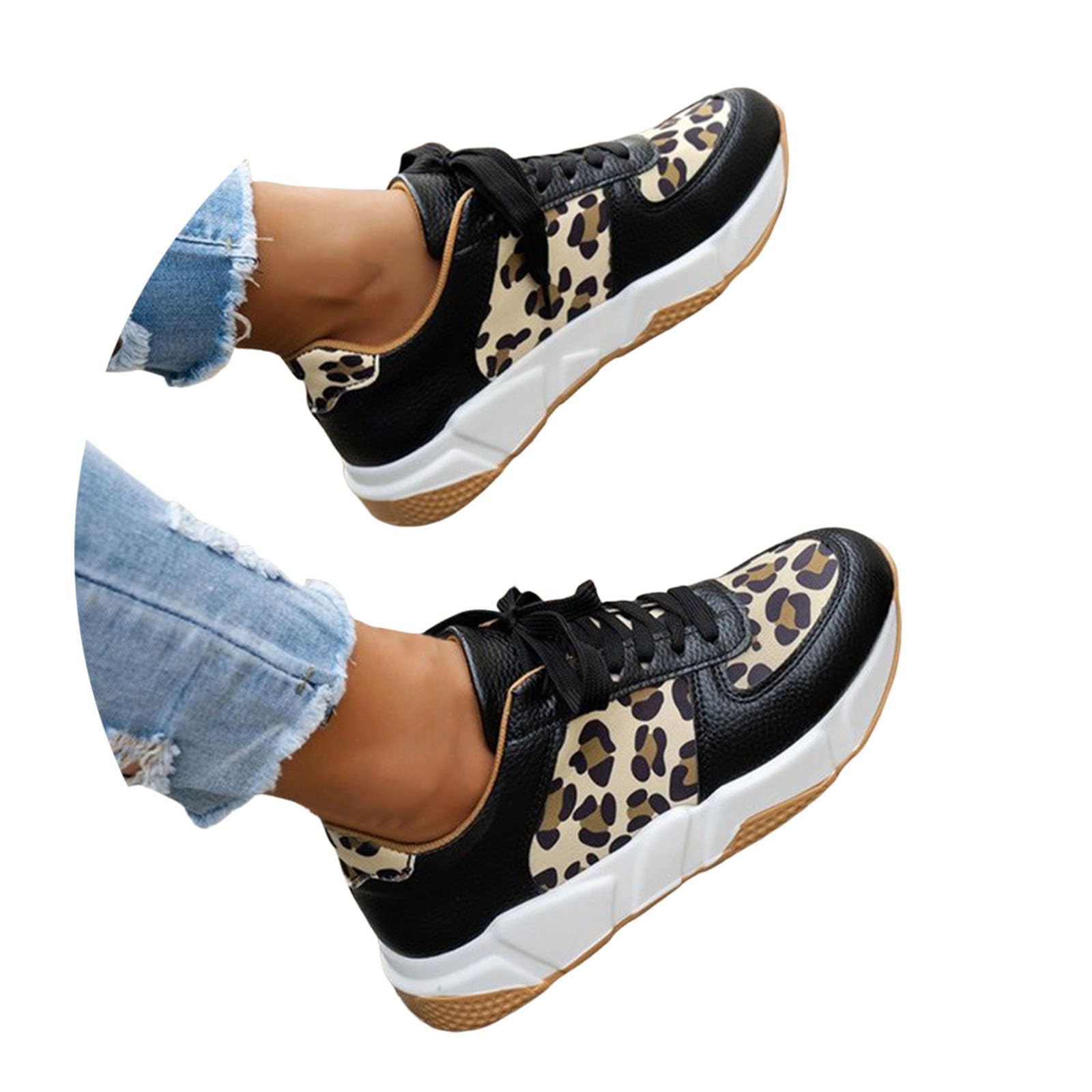 Sneakers Ortopediche con Stampa Leopardata, Sneakers Ortopediche con Stampa Leopardata, Sneakers con Supporto Plantare per Fascite Plantare Scarpe Donna Eleganti