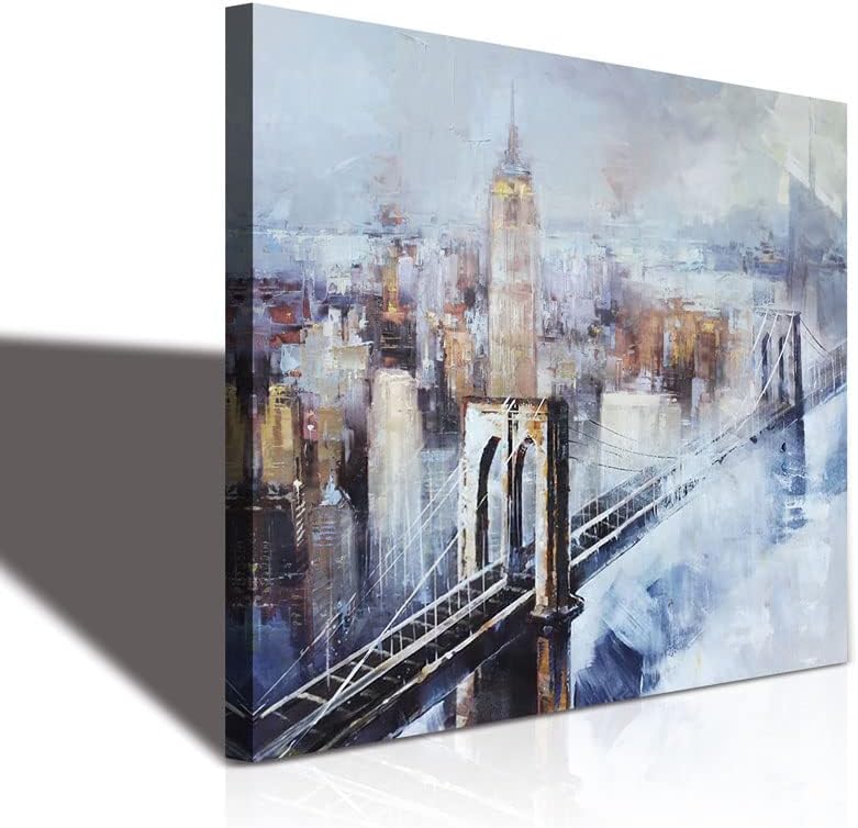 gubodasol Brooklyn Bridge View 1 Panels Landscape Artwork Canvas Prints Morning Fog New York City Scene Picture Paintings Black and White Wall Art for Oiffce Home Decorations Wall Decor