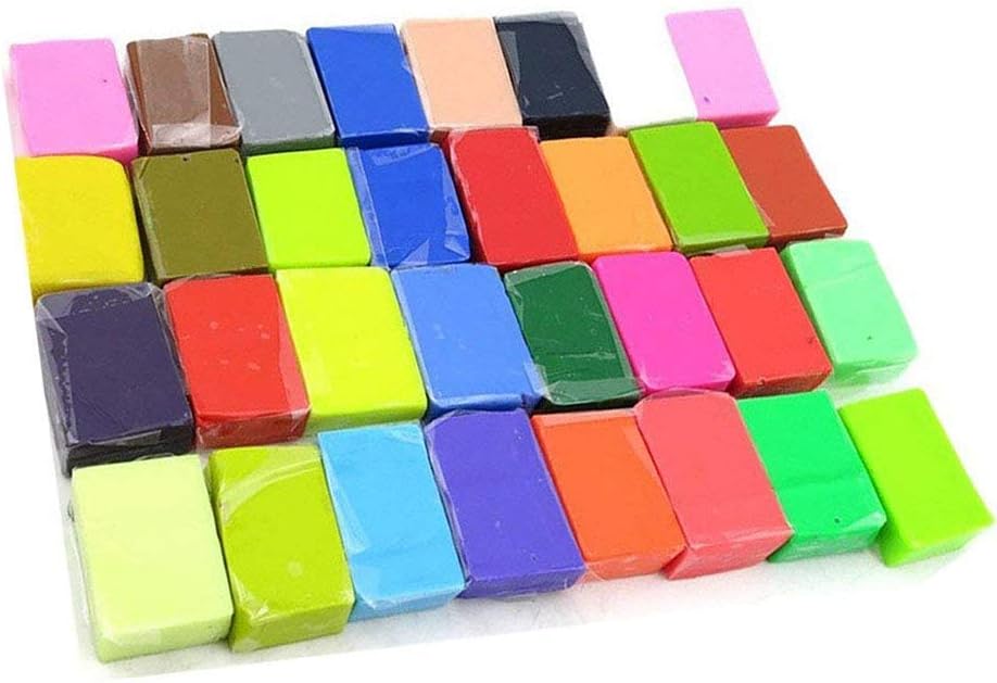 Maudre 32PCS Polymer Clay Kits Oven Bake Modeling Clay DIY Art Clay Blocks with Tutorials for Kids Children (32 Colors)