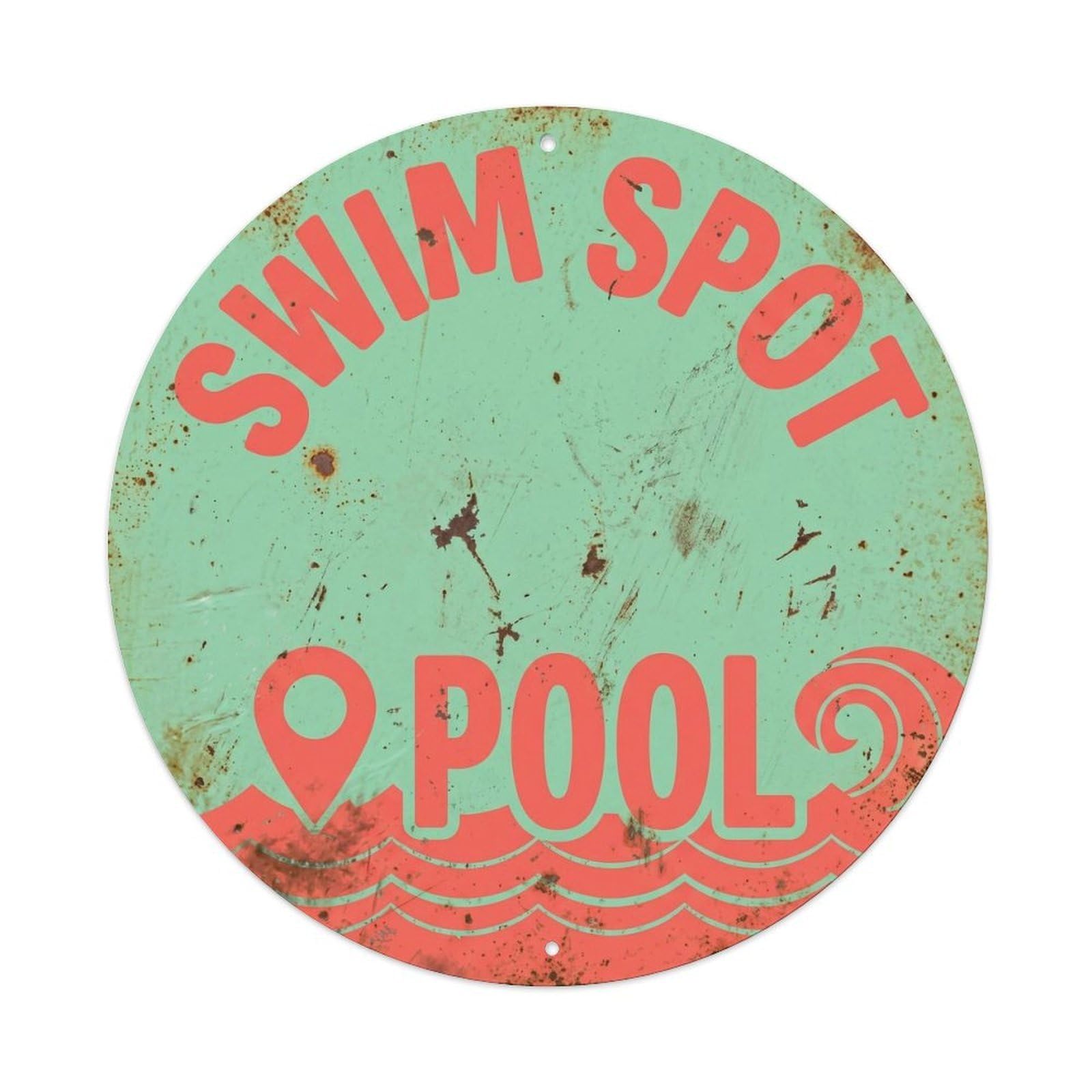 Yrnq Vintage Style Swim Spot Pool Vintage Metal Tin Sign Plaque Wall Decor For Cafe, Club, Garden Round Metal Poster 8X8inch