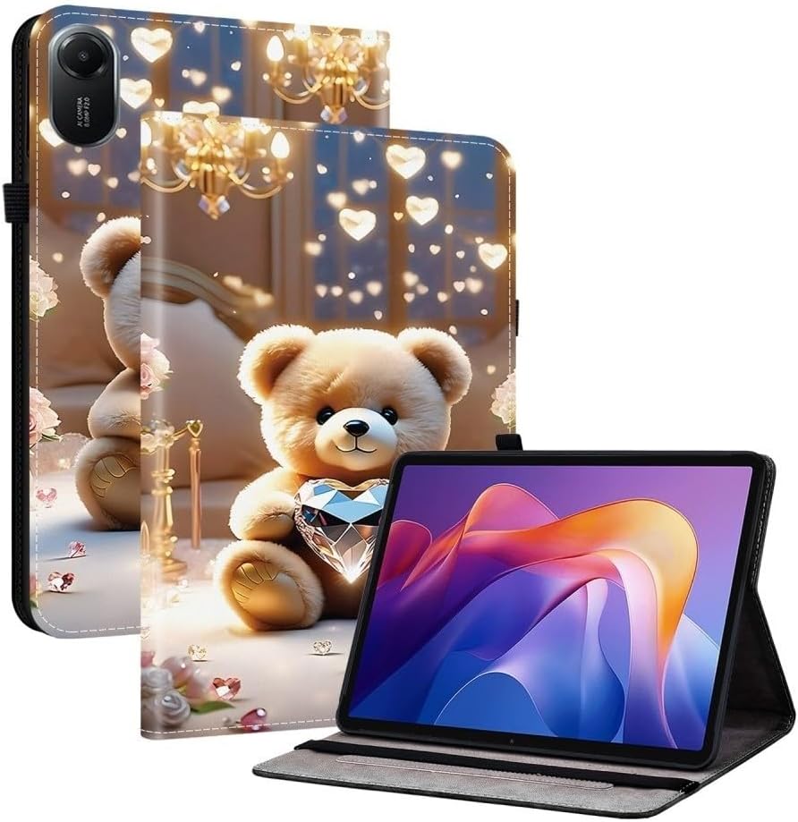 Generic case Compatible with Lenovo Tab P11 Pro (2nd Gen) TB132FU TB138FC (Color : Diamond Bear) Pattern Leather Cover Flip Wallet Case