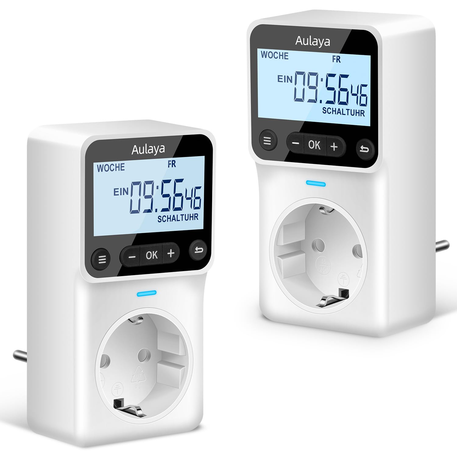 Zeitschaltuhr Digital Nach Maß Deutsche Ausführung Steckdose mit 25 konfigurierbaren Wochen- Tages- und Minuten Programmen,LCD-Display Digitale Elektrische Zeitschaltuhr für Innen 3680W-2 Pack