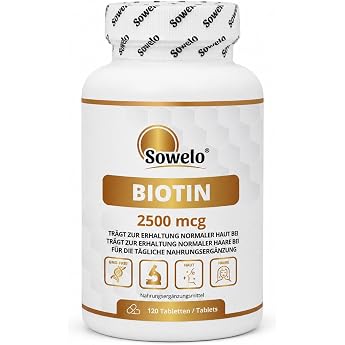 Biotin 2500  g 5000% NRV for Normal Hair and Skin 120 Tablets Sowelo