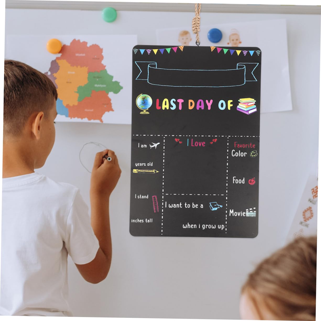 Lurrose 4 Pz Lavagna Scolastica Materiale Scolastico Per Bambini Decorazioni Per La Scuola Della Lavagna Dell'asilo Primo Tavole Di Gesso Interessanti Di Legno