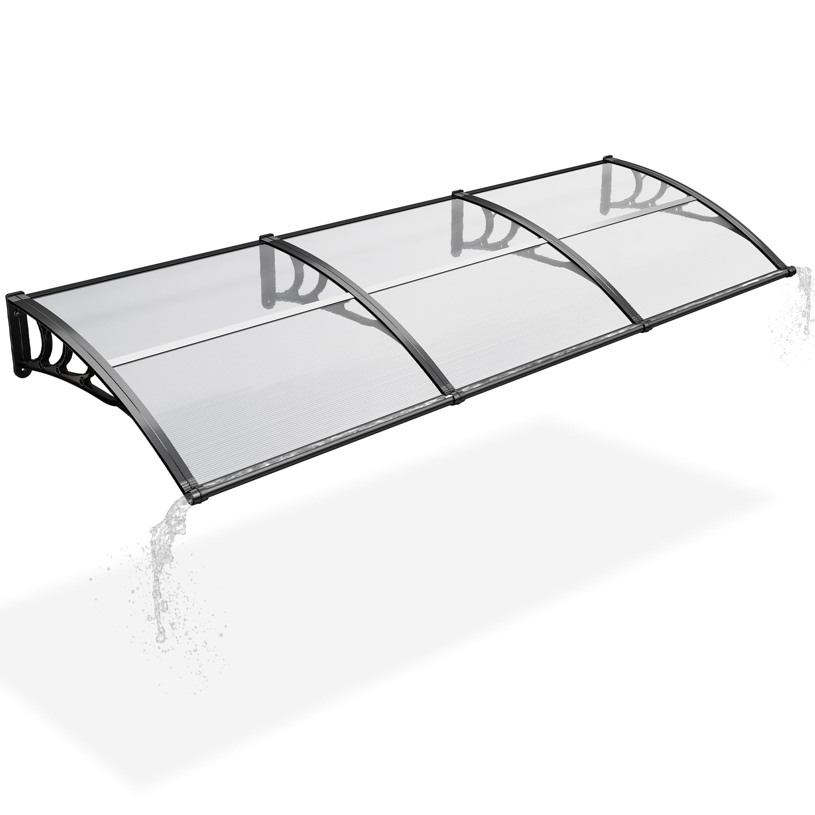 Warmiehomy Door Canopy with Gutters, Clear, 300x100 cm