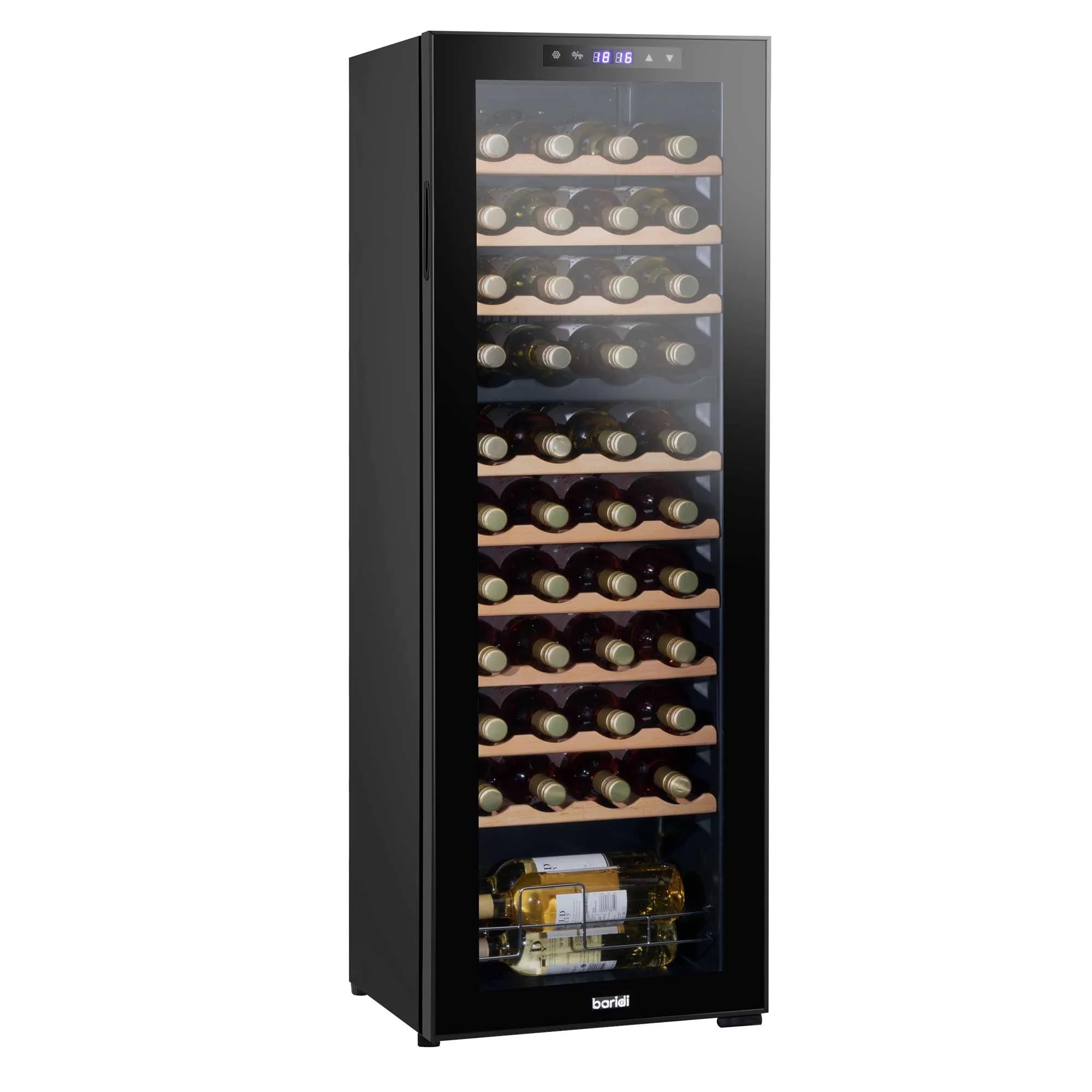 Dellonda Baridi 18 Bottle Dual Zone Wine Cooler, Fridge with Digital Touch Screen Controls, Wooden Shelves & LED Light, Black - DH89 — view 15