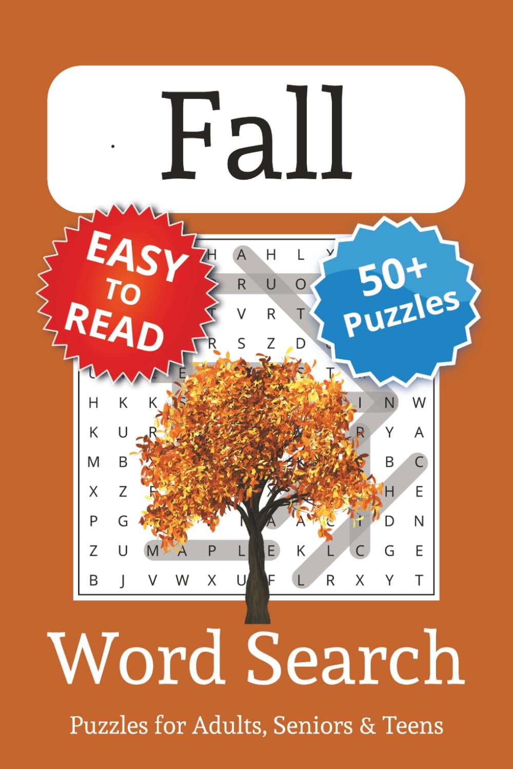 Fall Word Search Puzzle Books: Word Searches with Easy to Read Print about Fall | 6x9 inches, 110 pages | 50+ Puzzles