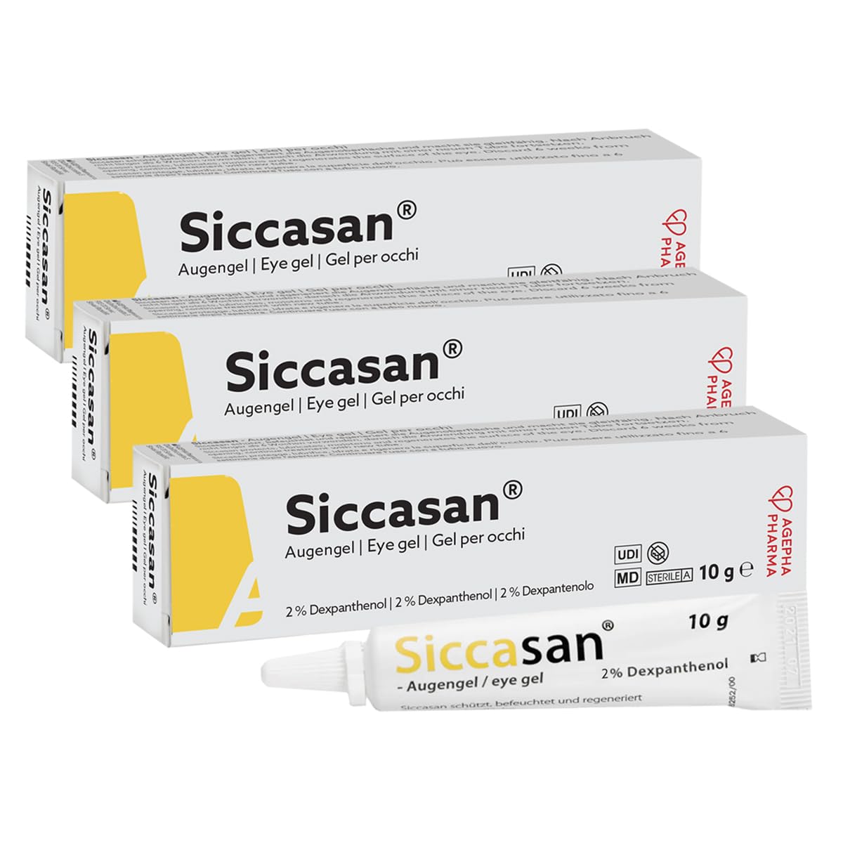 Gel Augentropfen für trockene Augen mit Dexpanthenol und Carbomer zur Heilung gegen trockene Augen. 3er pack