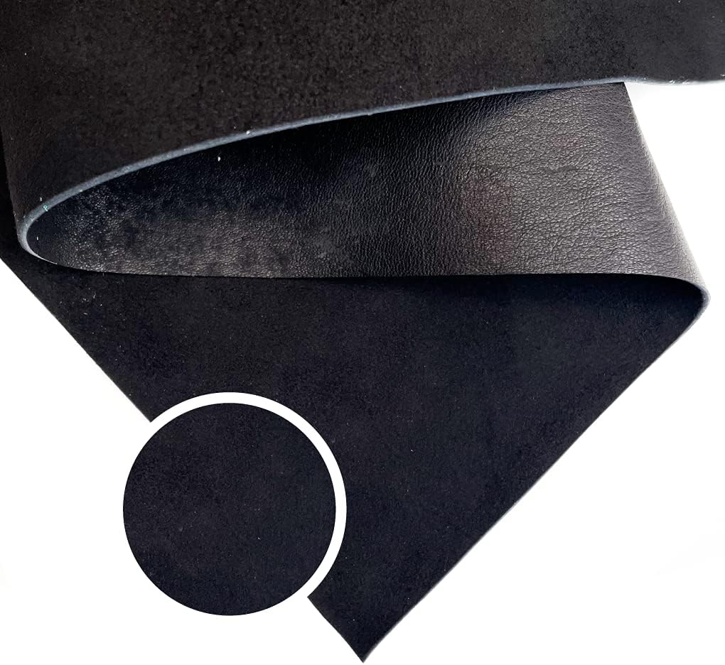 Genuine Black Suede Leather Hide: Real Leather Sheet for Crafts (Black, 12x18In/ 30x45cm)