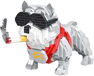 Pitbull Building Blocks, Cool Gray Dog Micro Building Blocks, Mini Bricks Building Sets Dog, Mini Dog Building Blocks for Adult & Boys & Girls (Dog - 998Pcs)