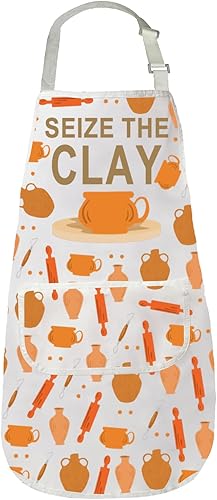 Gzrlyf Seize The Clay Pottery - Delantal de cerámica para artistas, regalo para maestros y amantes de la cerámica
