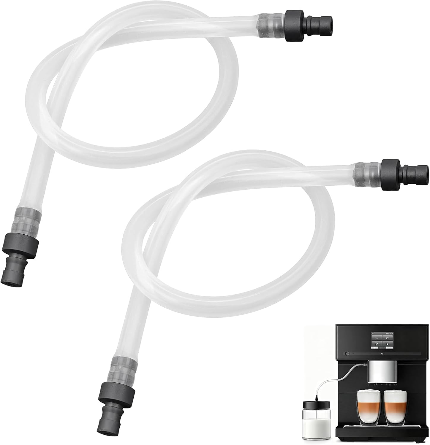 Milk Hose Kit for Miele CM Coffee Machine, Silicone Milk Tube Replacement, Coffee Machine Milk Line with Connectors - 2 Pakc