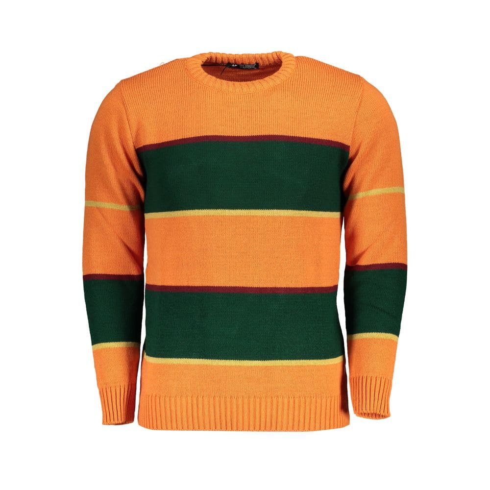 Pull en tissu orange pour homme avec coupe ajustée classique