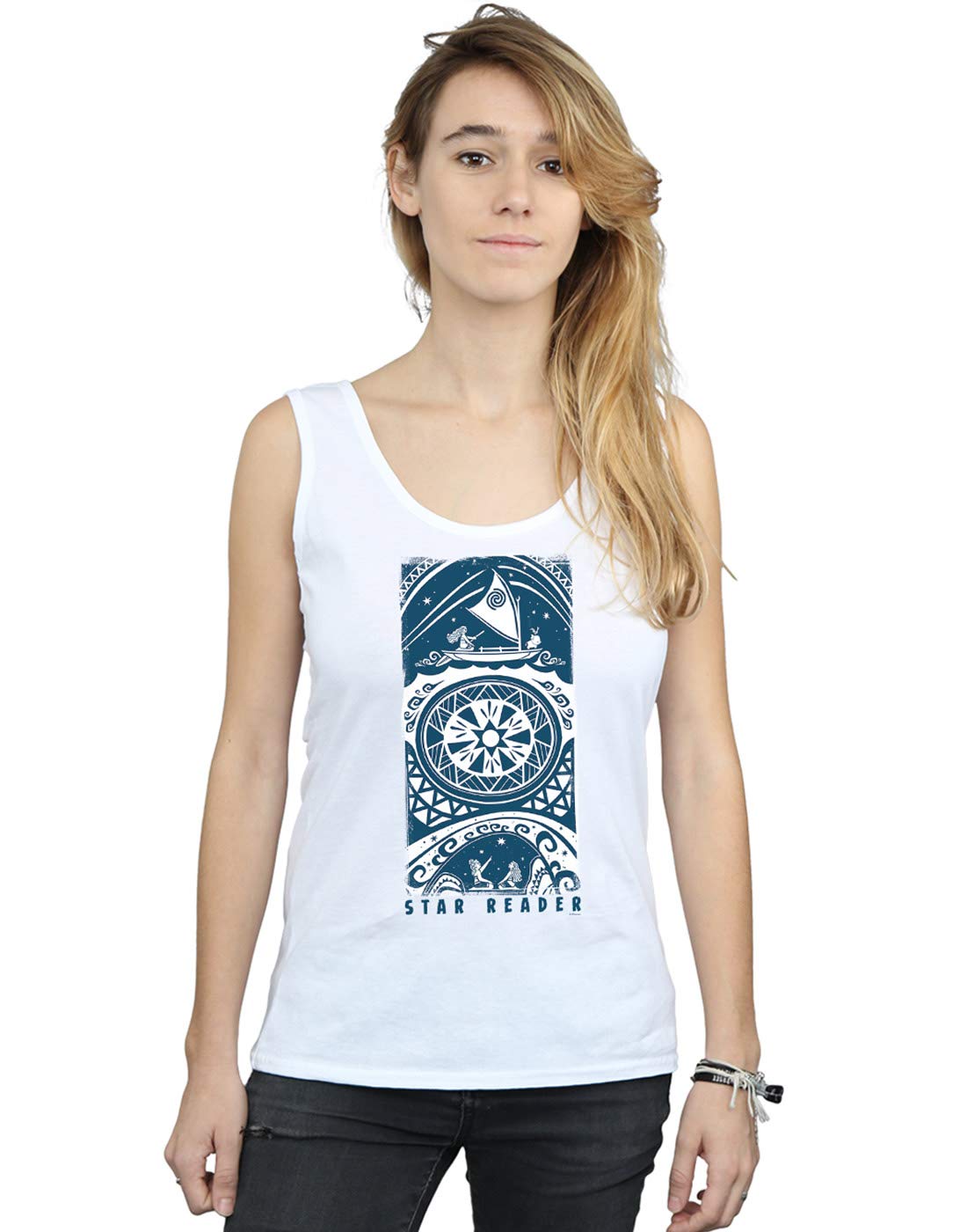 Absolute Cult Women's White Disney Moana Star Reader Vest X-Large