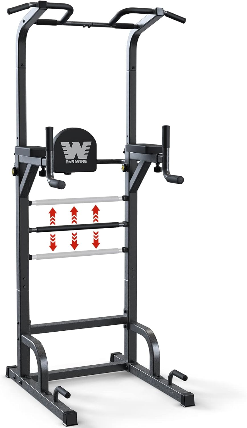 Amazon.co.jp BARWING プルアップバーステーション パワータワー 3Dバックレスト付き 多機能筋力トレーニングディップ