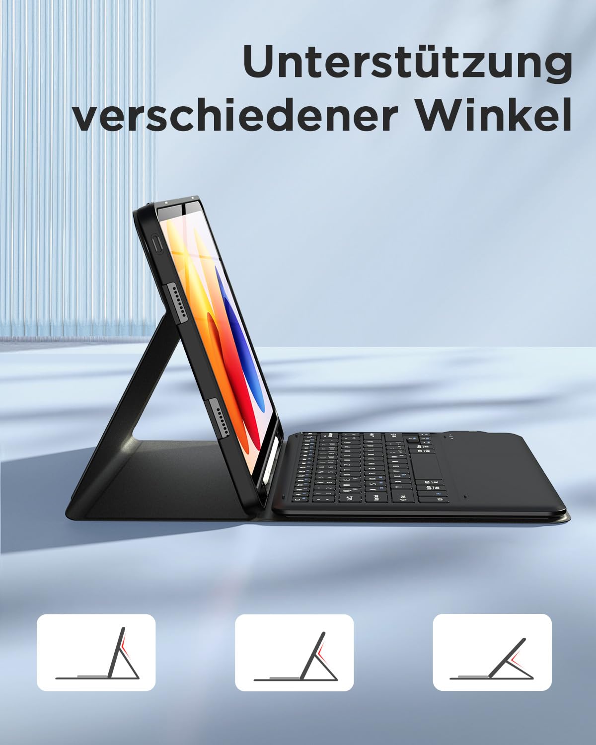 EasyAcc Tastatur Hülle Kompatibel mit Xiaomi Redmi Pad 2 Pro 12.1 Zoll 2025 mit Schutzfolie, [QWERTZ Deutsches], Abnehmbar Tastatur Schutzhülle mit Pencil Halter (Schwarz)