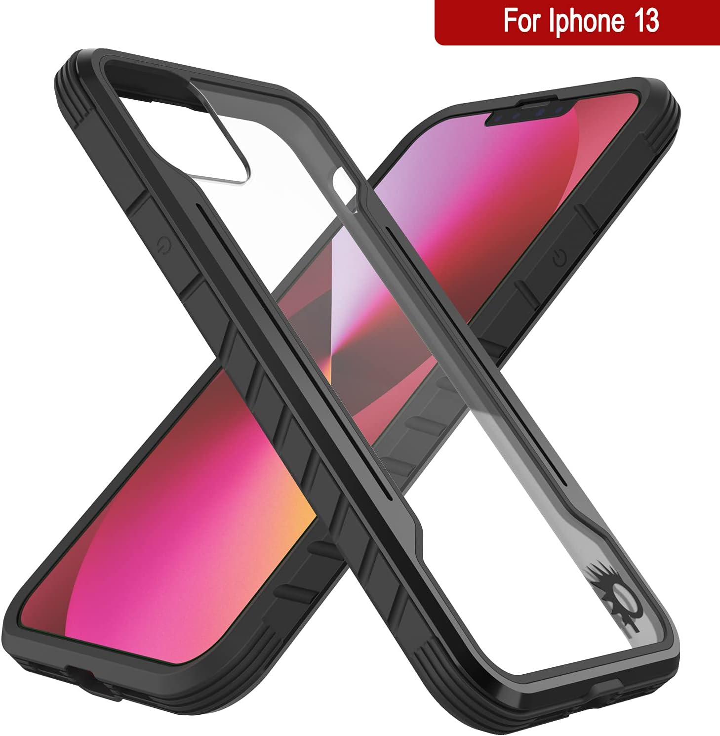 Punkcase Designed for iPhone 13 [Armor Stealth Series] Protective Military Grade Cover W/Aluminum Frame [Clear Back] Ultimate Drop Protection for iPhone 13 (6.1") (2021) (Black)