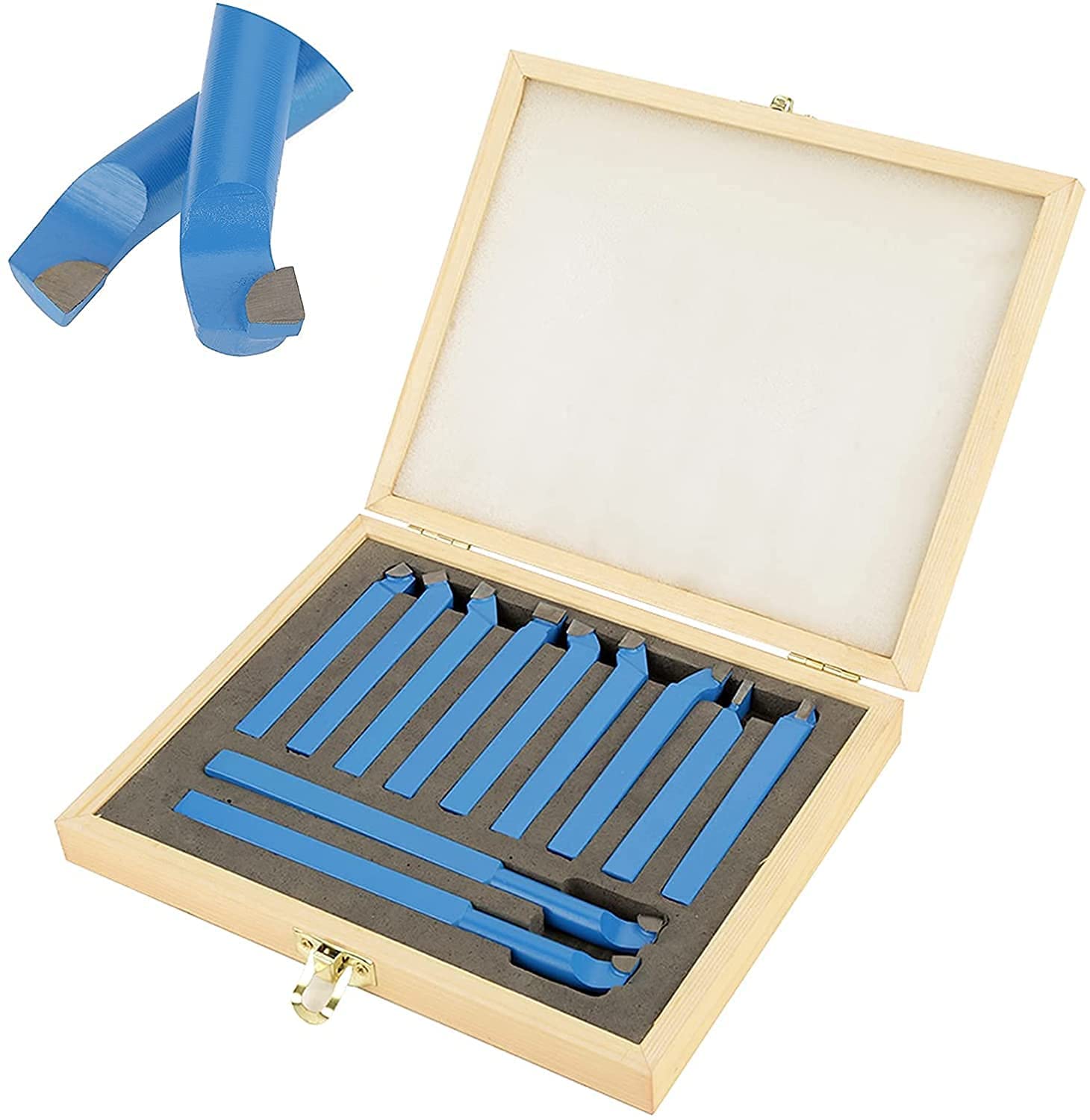 Juego de herramientas de torneado de carburo de tungsteno para tornos de metal, 11 piezas de 8 x 8 mm, herramientas de torneado de punta de carburo de tungsteno, juego de herramientas de corte con