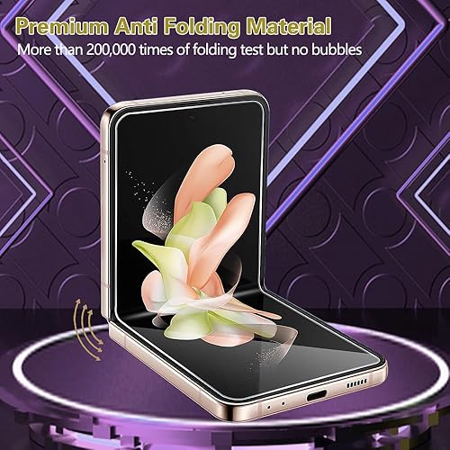 Miniatura 10 de CYCFAIML Protector de pantalla de privacidad 8 en 1 para Samsung Galaxy Z Flip 5, 2 películas plegables interiores de TPU negro suave, 2 protectores