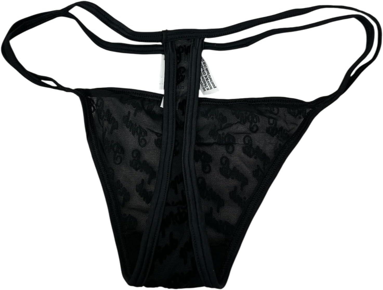 Victoria's Secret Pink Logo Mesh Strappy Thong Panty Color Black New