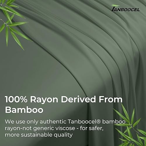 Miniatura 2 de GOKOTTA Sábana bajera ajustable de rayón de bambú con bolsillo de 16 pulgadas, sábana bajera súper suave y refrescante con 4 correas elásticas en